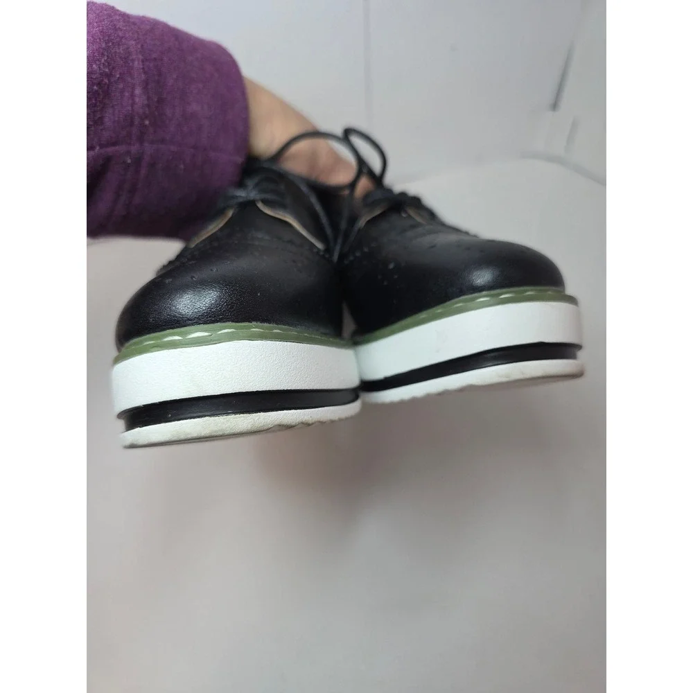 Black Wingtip Platform Oxford Brogue‎ Shoes Dadawen Chunky White Sole EU 39 US 8